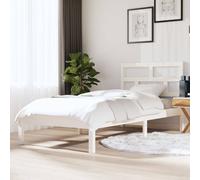 vidaXL Bed Frame without Mattress White Single Solid Wood