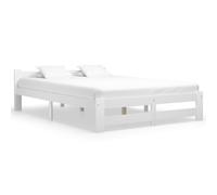 Bed Frame Solid Pine White 160x200 cm Wooden Pine Slatted Base Rustic Low Sturdy [EEK: A]