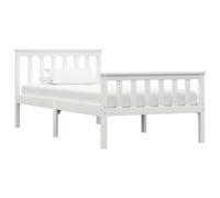 vidaXL Bed Frame without Mattress White Solid Pinewood 100x200 cm