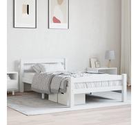 vidaXL Bed Frame without Mattress White Solid Pinewood 100x200 cm