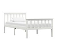 vidaXL Solid Pine Wood Bed Frame White 100x200cm Single Wooden Bed Furniture