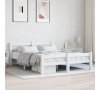 vidaXL Solid Wood Pine Bed Frame White 120x200 cm Wooden Bedstead Bed Base