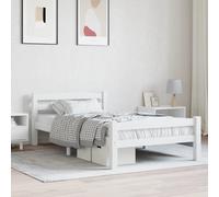 Vidaxl Bed Frame Without Mattress White Solid Pinewood 90X200 Cm