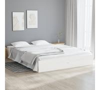 vidaXL Bed Frame Bed Base Wooden Bed White Solid Wood 120x190 cm Small Double