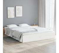 Vidaxl Bed Frame Without Mattress White Solid Wood 135X190 Cm Double Double