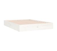 Vidaxl Bed Frame Without Mattress White Solid Wood 135X190 Cm Double Double