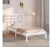 Bed frame White Solid Pinewood 75x190 cm Small Single Wooden Headboard Pine 2ft6 [EEK: D]