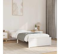 vidaXL Bed Frame without Mattress White Solid Wood 90x190 cm Single Single