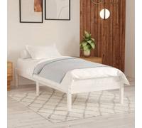 (white, 195.5 x 80.5 x 31 cm) vidaXL Bed Frame Bedroom Wooden Bed Base Mattress Foundation Solid Pinewood