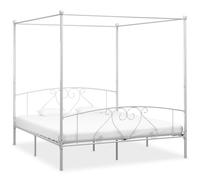 vidaXL Canopy Bed Frame White Metal 6Ft Super King, White