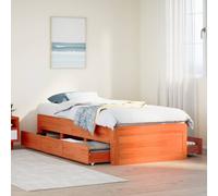 Bed Frame without Mattress&Drawers Wax Brown 90x200 cm Solid Wood Pine vidaXL