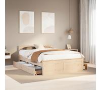 vidaXL Bed Frame without Mattress with Headboard 140x190 cm Solid Wood Pine