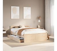 vidaXL Bed Frame without Mattress with Headboard 150x200 cm King Size Solid Wood Pine