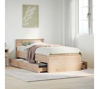 vidaXL Bed Frame without Mattress with Headboard 75x190 cm Small Single Solid Wood Pine
