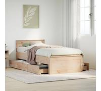 vidaXL Bed Frame without Mattress with Headboard 90x200 cm Solid Wood Pine
