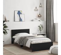 (black, 100 x 200 cm) vidaXL Bed Frame with Headboard Bedroom Bed Base Mattress Foundation Bedstead