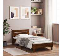 Vidaxl Bed Frame Without Mattress With Headboard Brown Oak 100X200 Cm