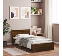 vidaXL Bed Frame with Headboard Brown Oak 100x200 cm Engineered wood UK GF0