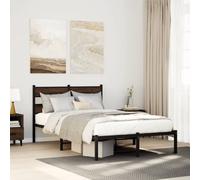 vidaXL Bed Frame without Mattress with Headboard Brown Oak 120x190 cm Small Double