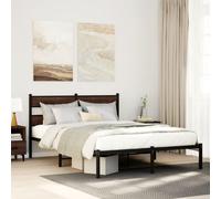 vidaXL Bed Frame without Mattress with Headboard Brown Oak 140x190 cm