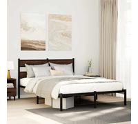 vidaXL Bed Frame without Mattress with Headboard Brown Oak 150x200 cm King Size