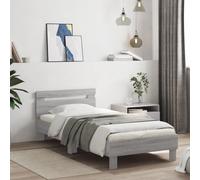vidaXL Bed Frame without Mattress with Headboard Grey Sonoma 75x190 cm Small Single