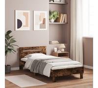 vidaXL Bed Frame without Mattress with Headboard Smoked Oak 100x200 cm