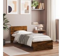 (smoked oak, 75 x 190 cm) vidaXL Bed Frame with Headboard Bedroom Bed Base Mattress Foundation Bedstead