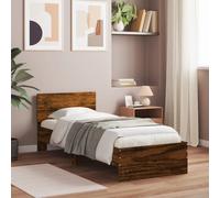vidaXL Bed Frame without Mattress with Headboard Smoked Oak 90x200 cm