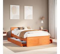vidaXL Bed Frame without Mattress with Headboard Wax Brown 120x200 cm Solid Wood Pine