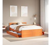 vidaXL Bed Frame without Mattress&Headboard Wax Brown King Size Solid Wood Pine