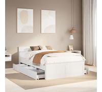 vidaXL Bed Frame without Mattress with Headboard White 120x190 cm Small Double Solid Wood Pine