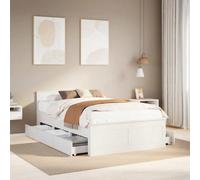 vidaXL Bed Frame without Mattress Bed&Headboard White Double Solid Wood Pine