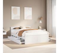 vidaXL Bed Frame without Mattress with Headboard White 150x200 cm King Size Solid Wood Pine (3308763), White