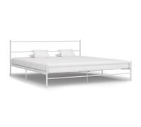 Vidaxl Bed Frame Without Mattress With Headboard White 160X200 Cm Metal
