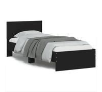 vidaXL Black Engineered Wood Bed Frame with Headboard & RGB LED Lights, 75x190 cm Small Single