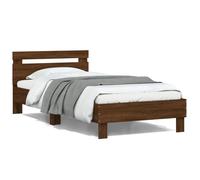 (brown oak, 100 x 200 cm) vidaXL Bed Frame with Headboard and LED Bed Base Bedstead Matress Foundation