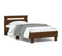 vidaXL Bed Frame without Mattress with LED Lights Brown Oak 75x190 cm Small Single