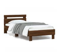vidaXL Bed Frame without Mattress with LED Lights Brown Oak 90x190 cm Single