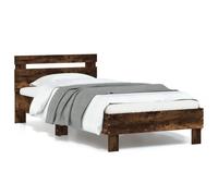(smoked oak, 90 x 190 cm) vidaXL Bed Frame with Headboard and LED Bed Base Bedstead Matress Foundation
