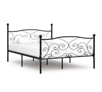 vidaXL Bed Frame without Mattress with Slatted Base Black Metal 160x200 cm