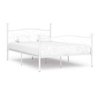 vidaXL Bed Frame with Slatted Base White Metal 140x200cm Bedroom Furniture