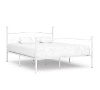 vidaXL Bed Frame with Slatted Base White Metal 200x200cm Bedroom Furniture