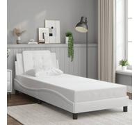 Vidaxl Bed Frame Without Mattress "zadar" White 90X190 Cm Single Faux Leather