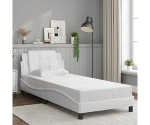 Vidaxl Bed Frame Without Mattress "zadar" White 90X190 Cm Single Faux Leather