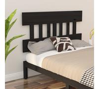 Vidaxl Bed Headboard Black 143.5X3X81 Cm Solid Wood Pine, Black