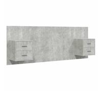 vidaXL Bed Headboard with Cabinets Bedroom Floating Nightstand Bed Header Wall-mounted Bedside Cabinet Wall Unit Concrete Grey Engineered Wood