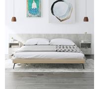 vidaXL Bed Headboard with Cabinets Concrete Grey Engineered Wood Bed Header