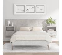 vidaXL Bed Headboard with Cabinets Concrete Grey Engineered Wood, Grey