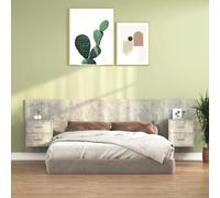vidaXL Bed Headboard with Cabinets Concrete Grey Engineered Wood Bed Header